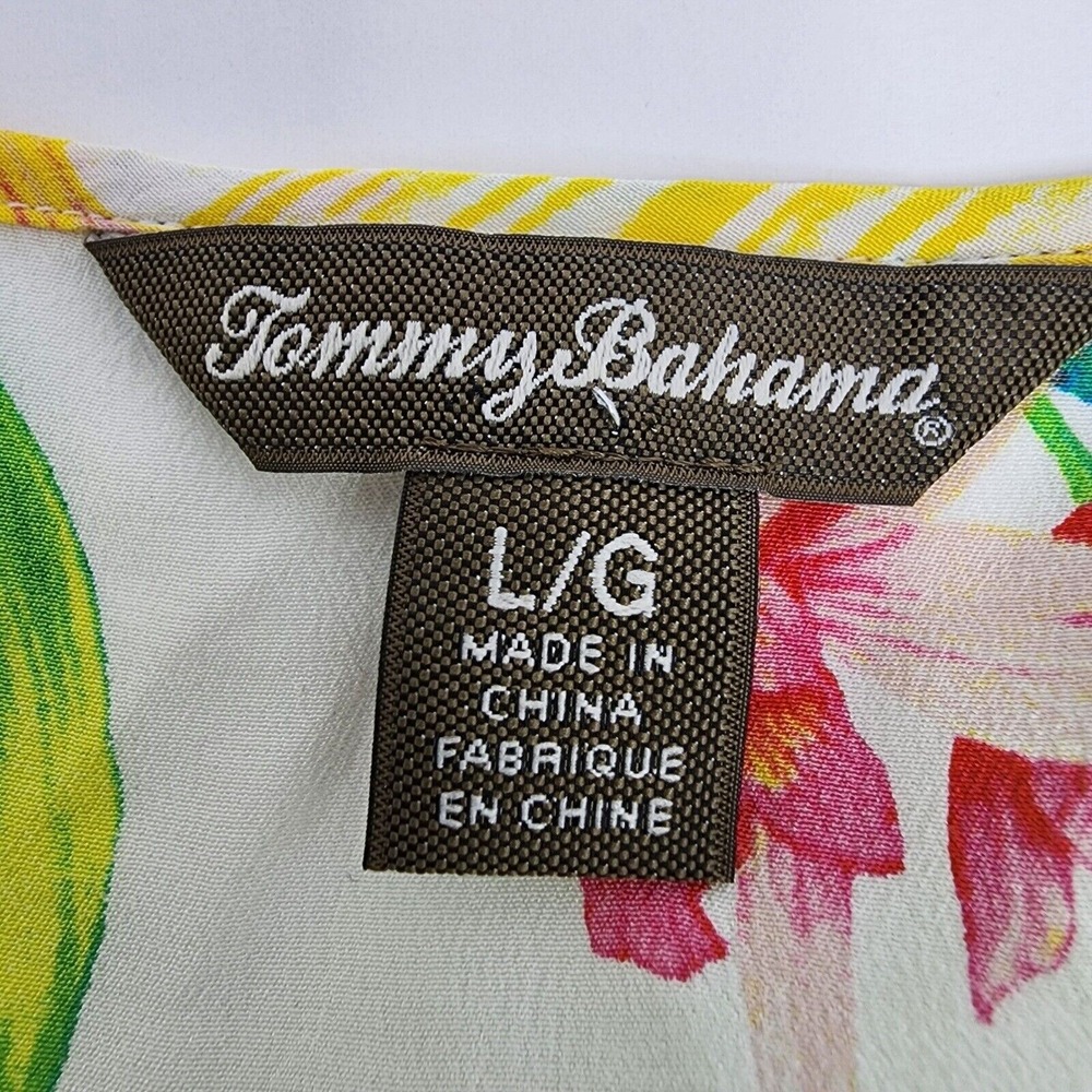 Tommy Bahama Maxi Dress Women's Large Silk Floral Button‎ Up Waist Tie Vacation - Picture 4 of 5
